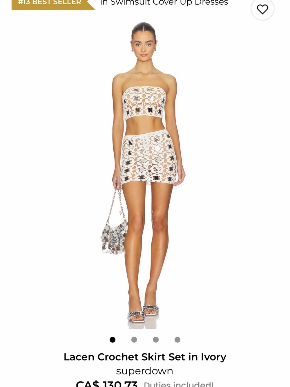 superdown Ivory Crochet Mini Skirt Set